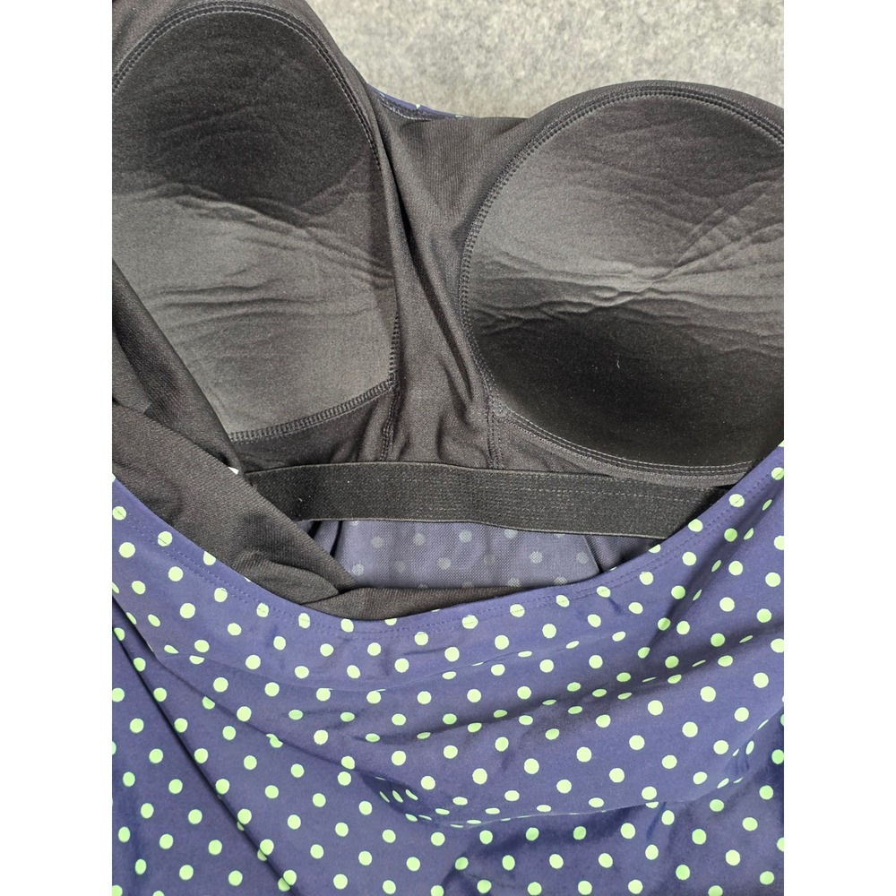 Swimsuits For All One Piece Halter Swimdress Navy Polka Dot Ruched Swimwear 24 - Picture 7 of 10